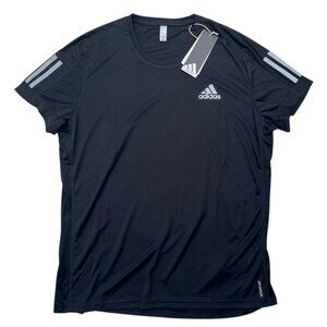 adidas Mens L Aeroready Black Own the Run Lightweight Reflective Running T-Shirt